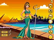 Cleopatra Dress Up game screenshot, styling the Egyptian Queen with royal clothing and jewelry, play free online fashion game