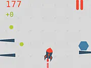 Gameplay screenshot of UpUp Game, an infinite runner online game showing the player character avoiding high-speed black red dot runners