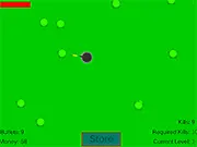 Screenshot of Shapes Flash online game showing a blue circle character shooting projectiles at red enemy shapes