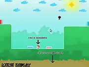 Boom Man Classic free online puzzle platformer game screenshot, pixelated hero standing near an explosive block