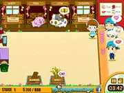 Happy Farmy Barn free online farm simulation game screenshot, cute cartoon animals like chickens and cows on a well-kept farm
