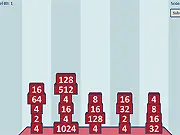 2048 Bricks game screenshot, play free online stacking puzzle, combine numbers to create 2048 brick