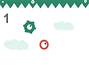 Hopping Crazy free online game screenshot: player jumping to evade spikes and collecting diamonds on PlayArcadeHub.