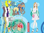 Pool Party Style free online dress up game screenshot, showing a young lady celebrating her birthday in a stunning swimsuit with poolside accessories