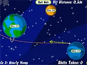 Gravitee game screenshot, play free online physics puzzle, launching ball around planets with gravity