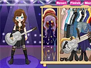 Screenshot of Pop Idol superstar makeover game showing a girl ready for the stage with glamorous hair and makeup