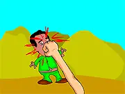 Character being humorously slapped and punched in the face in the simple, stress-relief online game Dictator Bitchslap