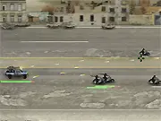 Madness on Wheels free online game, truck driving action, road combat, shoot motorcycles