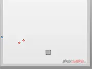 Screenshot of the Orb Avoidance game showing a cluster of colored spheres being guided by a cursor toward a black target square on a minimalist white background.