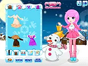 Make a Snowman dress up game online free, play winter fashion game, build a snowman game, cute girl outfit game