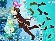 Underwater Kissing free online dress up game screenshot - romantic couple in stylish aquatic outfits kissing underwater