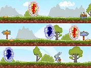 Easter Bunny Jumping Funny free online game screenshot: Easter Bunny jumping to paint eggs on PlayArcadeHub.