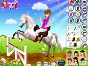 A girl and her horse dressed up for a ride in the Horse Jumping Dress Up free online game