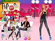 Cafe Girl Dressup game screenshot, stylish female barista in a hip, modern outfit standing in front of a coffee shop counter