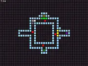 Free online precision maze game Smile Pixel Adventure on PlayArcadeHub, showing a white pixel navigating colorful obstacles