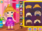 Easter Baby Dress Up game screenshot, Alice in cute Easter outfit with toy rabbit, play free online at PlayArcadeHub