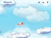 Cupid Run 2 game screenshot, cute cupid jumping over clouds and collecting gems, play free online at PlayArcadeHub