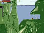 hARBOuR online platformer game screenshot showing a small droid near a tree pod collecting a glowing blue nutrient.