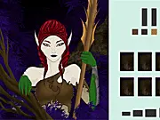 Fierce Elf Warrior Dress Up free online game screenshot, showing a female elf character wearing fantasy armor and holding a weapon.