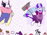 Starstruck Dress Up online game image, adorable monster character being dressed up in a star-themed or Halloween costume, free makeover game