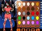 Screenshot from Monster Creator online game showing a custom-designed friendly-looking monster with multiple eyes, horns, and colorful fur, set against a fantasy background.