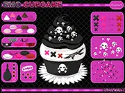 Play Emo Cupcake Maker free online, decorating a cupcake with emo theme, skull candies and black frosting