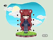 Screenshot of Hiiikary Dress Up game, showing the character Hiiikary in a custom outfit with various accessories, play free online.