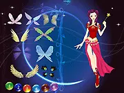 Magical Fairy Dressup featuring an ethereal lady wearing a beautiful fairy dress, delicate wings, and mystical accessories in a fantasy setting