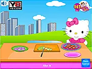 Hello Kitty Cooking Princess Burger game screenshot, play free online cooking game, Hello Kitty preparing a royal burger
