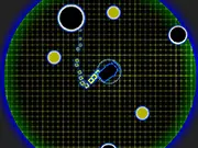 Vectorific free online arcade survival game screenshot, collecting yellow circles and avoiding dark circles on PlayArcadeHub