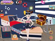 Elsa Sailor Room Decor game screenshot, free online Disney Princess decorating game, nautical theme design