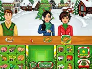 Christmas Ice Rink Dinner game screenshot, serving festive food and drinks to customers at an outdoor ice rink, play free time management game