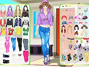 Casual Sporty Wear Dressup model wearing a hip denim jeans, a stylish hoodie, and cool sneakers in a casual setting