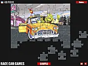 Shrek Cab Puzzle free online game, jigsaw puzzle with Shrek, customizable puzzle with easy to expert modes, drag pieces