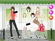 Screenshot of White House Fashion game showing a girl dressed in a gorgeous, elegant formal gown.