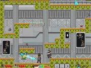 Alien Catcher action game screenshot, hero with a weapon stunning a green alien before capturing it in an alien ball