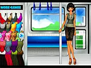 Sandra, a young woman, wearing a stylish and comfortable outfit, ready for her train trip in the free online dress up game on PlayArcadeHub.