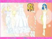 White Robe Dressup free online game screenshot, happy bride in elegant wedding dress and veil on PlayArcadeHub