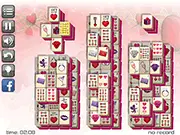 A layout of tiles from the Valentine's Day Mahjong puzzle game, featuring romantic images like hearts and flowers, ready to play free online.