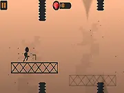 Powerun Adventure free online game screenshot showing a small character running and jumping over obstacles to collect scattered runes on an alien planet