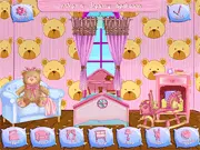 Angelica's Dream Bedroom free online design game screenshot showing a fully decorated room with colorful wallpaper, a stylish bed, and various accessories