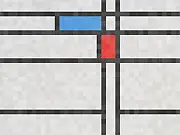 Less is More? online game screen showing a black and white grid puzzle with colored blocks - PlayArcadeHub