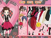 Screenshot of Punk Bride Dressup game showing a stylish girl with vibrant hair wearing an alternative punk-style wedding gown