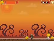 Zombie Town: Pumpkin Eater free online game screenshot showing a character fighting zombies while standing next to several glowing orange pumpkins.