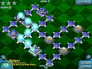 Screenshot from Prizma Puzzle 3 showing a light beam being reflected by several geometric prism blocks
