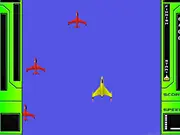 Screenshot of the Aero Flight Madness racing game, showing a super sonic jet fighter speeding through a futuristic air course.