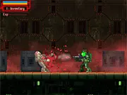 The Breach horror adventure game screenshot showing the character Sergei fighting a grotesque creature on the silent starship Hermes.