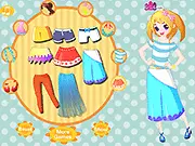 Lovely Dressup free online game screenshot showing a girl trying on new spring outfits, dresses, and hairstyles