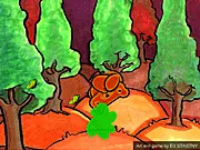 Nuclear Fart Bear free online action game screenshot - brown bear catching butterflies in the air using a powerful nuclear fart to jump