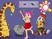 The Fixing Christmas Lights Dressup game showing two children wearing festive holiday fashion and winter outfits while preparing decorations. Play free online.